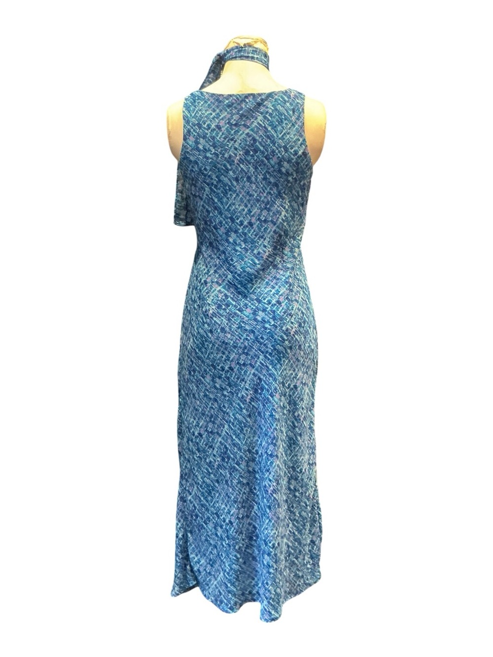 Vintage Y2K CDC Petites Blue Maxi Dress with Matching Detachable Scarf - Picture 3 of 4